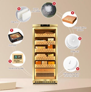 RACHING MON1800A - GOLD (1000 Cigars) | Precision Electronic Cigar Humidor Cabinet